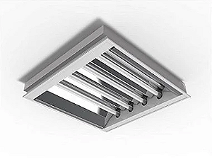 Luminária de embutir alto rendimento para 4 lâmpadas 18/20W 120cm.
