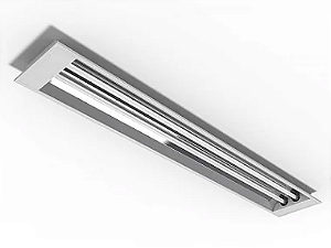 Luminária de embutir alto rendimento para 2 lâmpadas T5 14/24W 60cm.