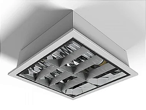 Luminária decorativa de embutir 28.8cm X 44cm com aletas planas brancas para 4 lâmpadas E27.
