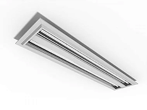 Luminária de embutir alto rendimento para 2 lâmpadas T5 28/54W 120cm.