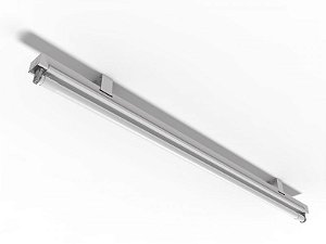 Luminária de sobrepor  com tampa e furação para eletroduto de 1/2 polegada para 1 lâmpada 18/20W 120cm.