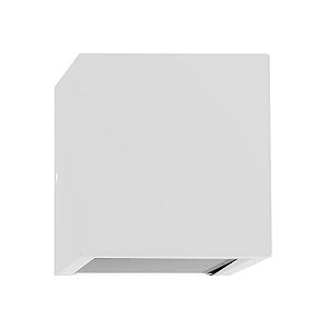 Arandela de Parede Focus Quadrado Externo Dicroica PAR16 10x12x9,5cm Alumínio Branco e Vidro.