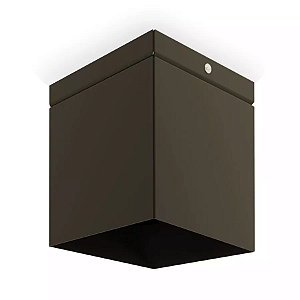 Plafon de Sobrepor Focus Quadrado Dicroica PAR16 11,5x7,6x7,6cm Alumínio Café.