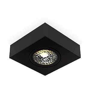Plafon de Sobrepor Box Quadrado AR70 12x12x8,2cm Metal Preto.