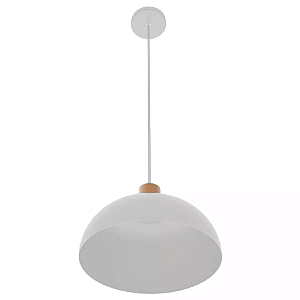 Pendente Safira Ø27x16cm Metal Branco e Cobre.