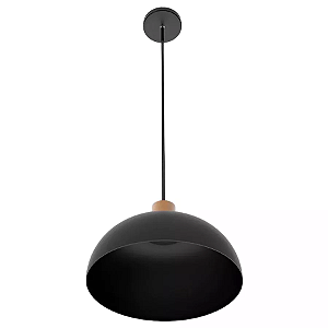 Pendente Safira Ø27x16cm Metal Preto e Cobre.