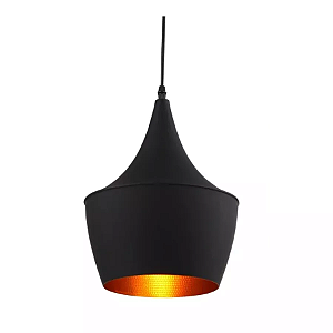 Pendente Rubi Ø23x36cm Alumínio Preto e Cobre.