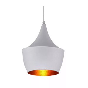 Pendente Rubi Ø23x36cm Alumínio Branco e Cobre.