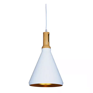 Pendente Aghata Cônico Ø24x40cm Alumínio Branco e Cobre.