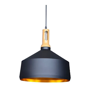 Pendente Gold Ø33x30cm Alumínio Preto e Cobre.