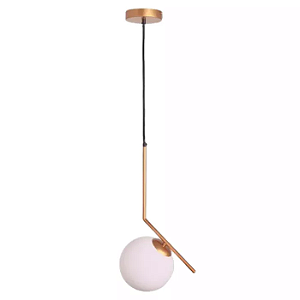 Pendente Esfera 50x126x42cm Metal Dourado e Vidro Fosco.