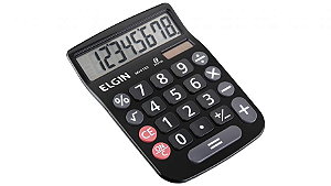 Calculadora de mesa com visor Elgin 08 dígitos grandes célular solar preto MV4133.