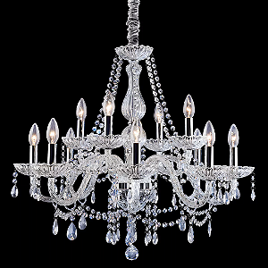 Lustre 12 Braços Cristal K9 Legítimo Clássico Maria Thereza Transparente E-14 Bivolt.