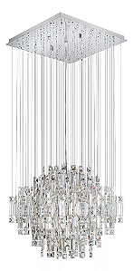 Lustre De Cristal Legítimo Austria Quadrado Transparente 10 Lâmpadas 40x40cm.