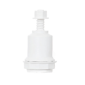 Soquete coluna com niple e porca para Abajur e Camarin plástico branco E27.