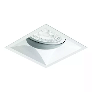 Embutido Microborda branco fosco Nya Quadrado Facho Orientável Dicroica PAR16 7,4x7,4x8,8cm Alumínio.
