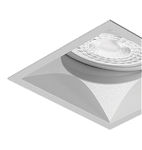 Embutido Microborda Alumínio Metálico Microtexturizado Nya Quadrado Facho Orientável Dicroica PAR16 7,4x7,4x8,8cm Alumínio.