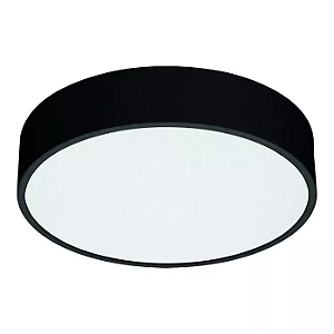 Plafon de Sobrepor Preto Acetinado Ideia Redondo P/ 4 lâmpadas E-27 Ø28x9cm Alumínio.