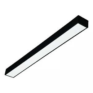 Plafon de Sobrepor Preto Acetinado Retangular 123,4x11,6x6,6cm Alumínio.