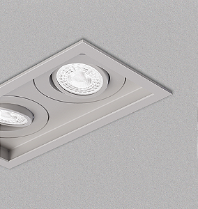 Spot de Embutir Prata Acetinado Sura Retangular Duplo PAR20 26,7x14,5x12,7cm Alumínio.
