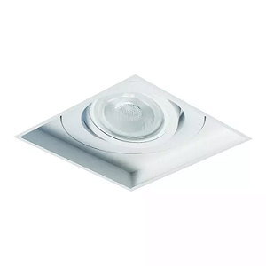 Spot de Embutir Branco Fosco Sura No Frame Quadrado PAR20 13x13x13cm Alumínio.