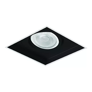 Spot de Embutir Preto Fosco Sura No Frame Quadrado PAR20 13x13x13cm Alumínio.