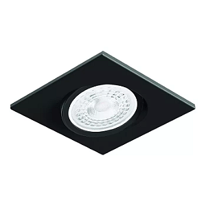 Spot de Embutir Nuru Quadrado Facho Orientável Dicroica PAR16 8,6x8,6x6,7cm Alumínio Preto Acetinado.