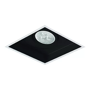 Spot de Embutir Preto e Branco Fosco Sura No Frame Quadrado Mini Dicroica 9x9x7,6cm Alumínio.