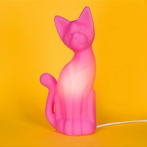 Luminária Gato Magrelo 33,5x15x8cm Polietileno Rosa.