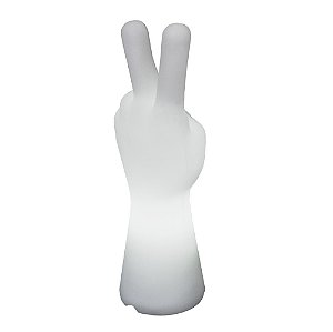 Luminária Mão Paz e Amor 32x11x11cm Polietileno Branco.