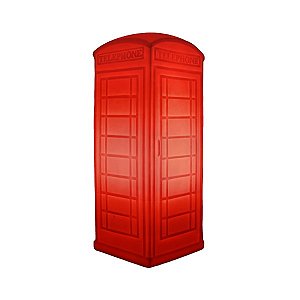 Luminária Cabine Telefônica 28x11x11cm Polietileno Vermelho.