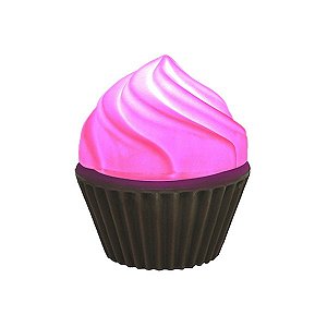 Luminária Cupcake Ø16x20cm Polietileno Rosa e Marrom.