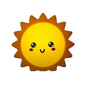 Luminária Sol Kawaii 23x27x14,5cm Polietileno Amarelo e Laranja.