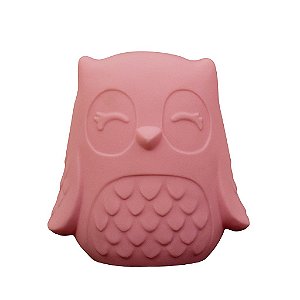 Luminária Corujinha 27x26x15,5cm Polietileno Rosa.