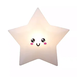 Luminária Estrela Kawaii 32,5x32,5x10cm Polietileno Branco.