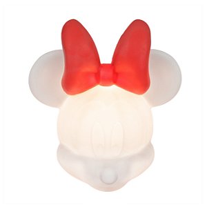 Luminária Minnie 25,5x32,5x19,5cm Polietileno Branco e Vermelho.