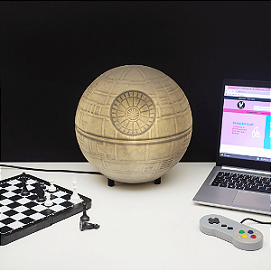 Luminária Death Star Ø28x29cm Polietileno Cinza.