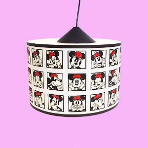 Pendente Pop Minnie Rosa Ø30x20cm Polietileno Branco.