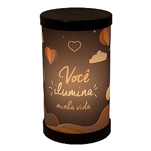 Luminária de Mesa Lumi Você Ilumina a Minha Vida 27xØ14,5cm Polipropileno Preto.