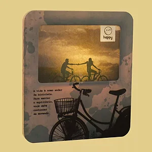 Luminária Porta Retrato Bike 22,5x19,5x8cm Polietileno Branco, Azul e Preto.