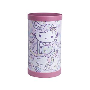 Luminária de Mesa Lumi Hello Kitty Sereia 27xØ14,5cm Polipropileno Rosa e Branco.