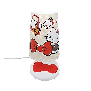Abajur Pop Hello Kitty 29,5x14,5x15,5cm Polietileno Branco e Vermelho.