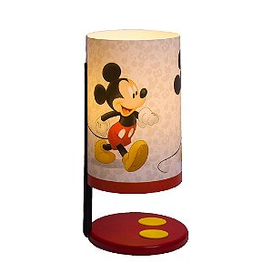 Abajur Pop Mickey 29,5x14,5x15,5cm Polietileno Branco, Vermelho e Preto.
