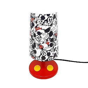 Abajur Pop Mickey Print 29,5x14,5x15,5cm Polietileno Branco, Preto e Vermelho.