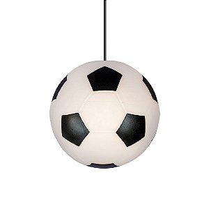 Pendente Bola de Futebol Ø25,5x24cm Polietileno Branco e Preto.
