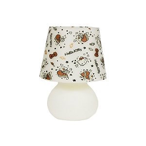 Abajur Micro Lampe Hello Kitty Ø15x20cm Polietileno Branco, Preto e Rosa.