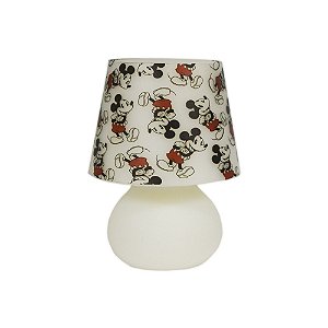 Abajur Micro Lampe Mickey Ø15x20cm Polietileno Branco, Preto e Vermelho.