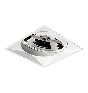 Spot de Embutir Nya Quadrado Facho Orientável AR111 13,4x13,4x10,3cm Alumínio Branco Fosco.