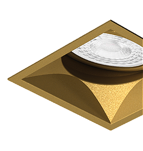 Spot de Embutir Nya Quadrado Facho Orientável AR70 9,4x9,4x9,9cm Alumínio Ouro Velho.