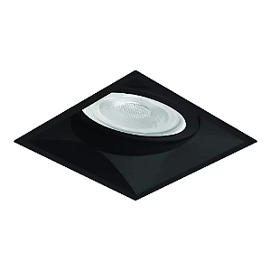 Spot de Embutir Nya Quadrado Facho Orientável PAR20 9,4x9,4x13cm Alumínio Preto Fosco.